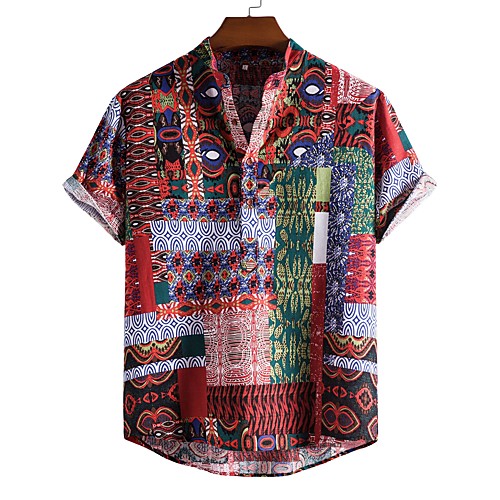

Men's Golf Shirt Tennis Shirt Other Prints Graphic Print Short Sleeve Vacation Tops Streetwear Exaggerated Red