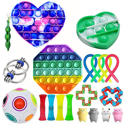 

20 pcs Fidget Sensory Toy Set Stress Relief Toys Autism Anxiety Relief Stress Pop Bubble Fidget Sensory Toy For Kids Adults