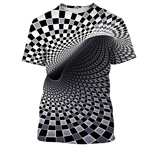 

Men's T shirt 3D Print 3D Rivet Mesh Short Sleeve Casual Tops White Black Red