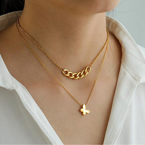 

Women's Layered Necklace Alloy Gold 40345 cm Necklace Jewelry 1pc For