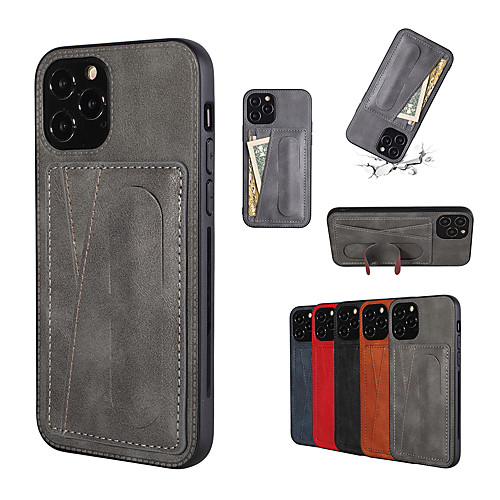 

Phone Case For Apple Back Cover Leather iPhone 12 Pro Max 11 SE 2020 X XR XS Max 8 7 Card Holder Shockproof Dustproof Solid Color PU Leather