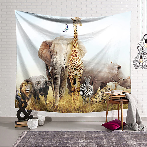 

Wall Tapestry Art Decor Blanket Curtain Hanging Home Bedroom Living Room Decoration Polyester Animal World Collection Grassland Photograph