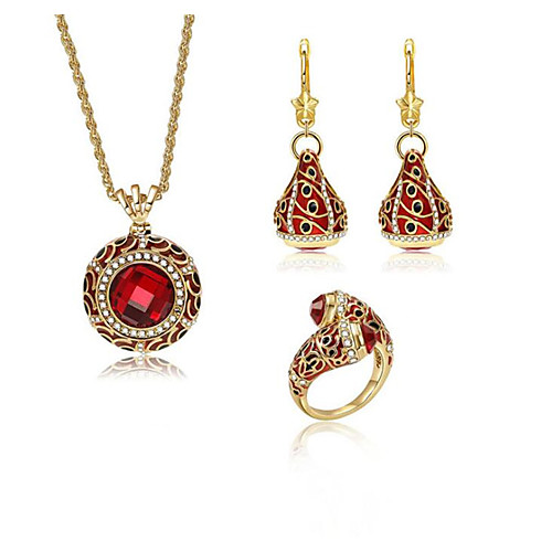 

Women's Cubic Zirconia Jewelry Set Geometrical Flower Fashion Gold Plated Earrings Jewelry Gold For Wedding Anniversary Party Evening 1 set