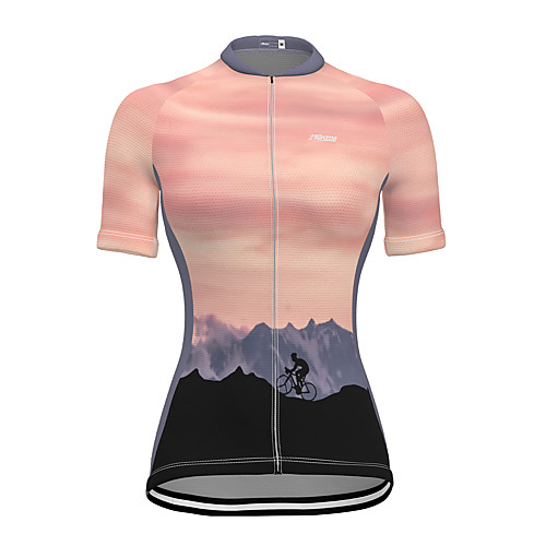 

21Grams Women's Short Sleeve Cycling Jersey Summer Nylon Polyester Pink Gradient 3D Bike Jersey Top Mountain Bike MTB Road Bike Cycling Ultraviolet Resistant Quick Dry Breathable Sports Clothing