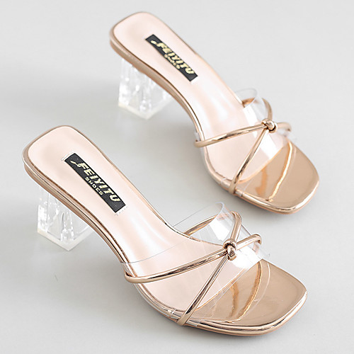 

Women's Heels Pumps PVC Solid Colored Champagne Silver