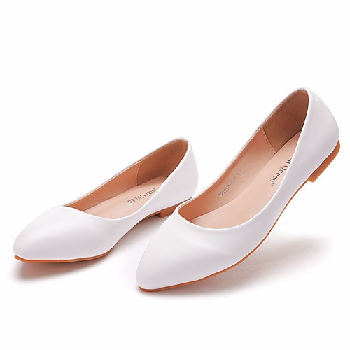

Women's Flats Flat Heel Pointed Toe Basic PU Solid Colored White