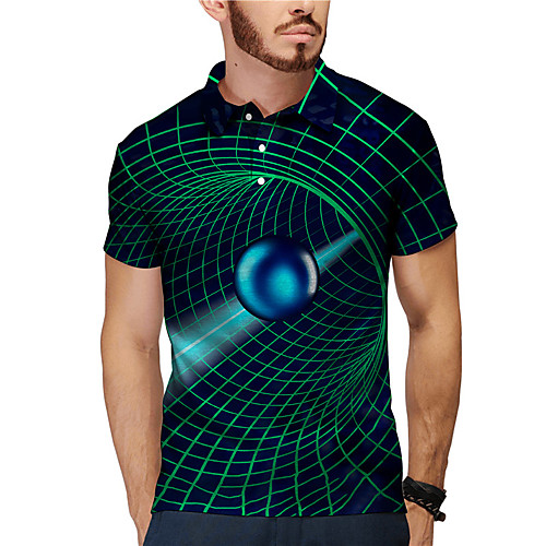 

Men's Golf Shirt Tennis Shirt 3D Print 3D Graphic Prints Button-Down Print Short Sleeve Daily Tops Casual Designer Big and Tall Blue / Summer