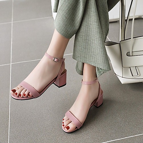

Women's Sandals Chunky Heel Round Toe PU Synthetics Purple