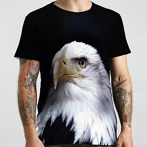 

Men's Unisex Tee T shirt Shirt 3D Print Graphic Prints Eagle Animal Plus Size Print Short Sleeve Casual Tops Basic Designer Big and Tall Round Neck Black / Summer