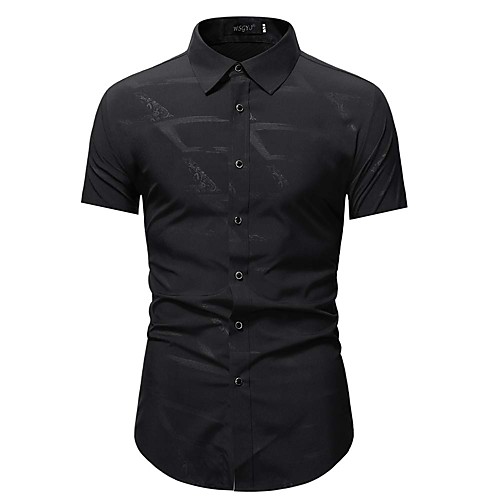 

Men's Shirt Graphic Short Sleeve Casual Tops Business Simple Black Navy Blue