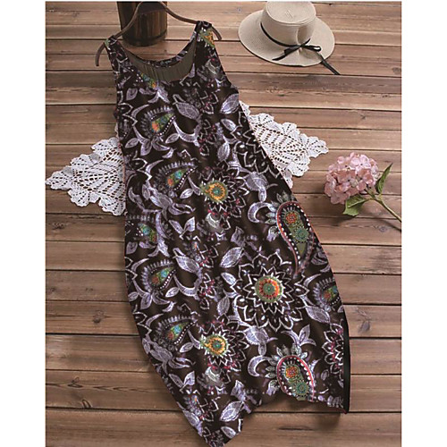 

Women's Plus Size Dress Strap Dress Maxi long Dress Sleeveless Floral Graphic Hot Spring Summer L XL XXL XXXL 4XL / Holiday