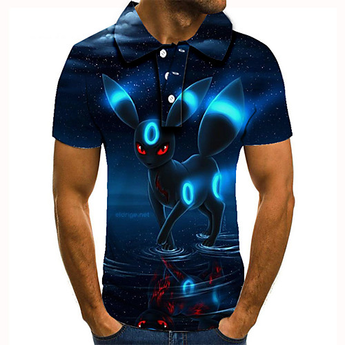 

Men's Golf Shirt Tennis Shirt 3D Print Graphic Prints Animal Button-Down Short Sleeve Street Tops Casual Fashion Cool Blue / Sports