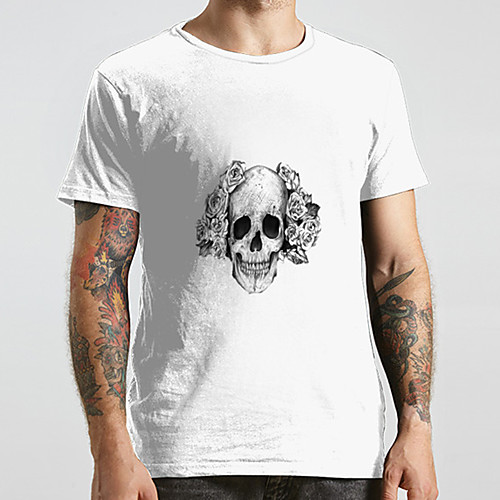 

Men's Unisex Tee T shirt 3D Print Graphic Prints Skull Plus Size Print Short Sleeve Casual Tops Fashion Designer Big and Tall White