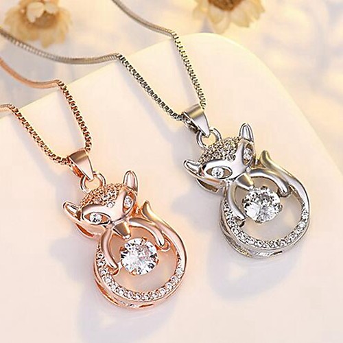 

Women's Cubic Zirconia Pendant Necklace Fox Fashion Sweet Imitation Diamond Alloy Silver Gold 405 cm Necklace Jewelry 1pc For Festival