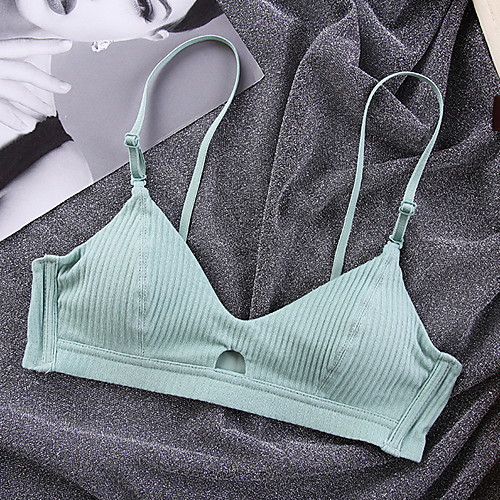 

Women's Bra Sports Bras 3/4 Cup Solid Color Cotton Blue