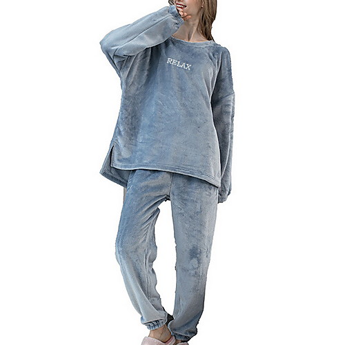 

Women's Suits Print Letter Polyester Casual Pant Round Neck Street Daily Wear Long Sleeve