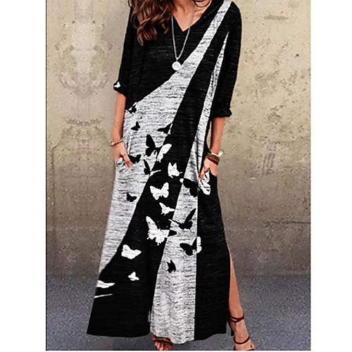 

2021 amazon europe and america summer new v-neck short-sleeved printed dress