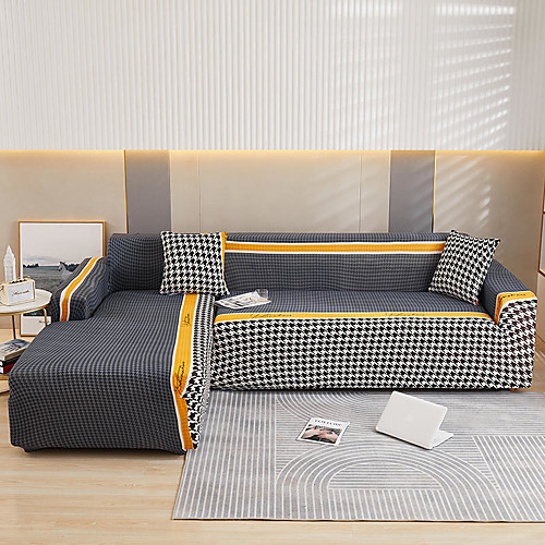 

Swallow Gird Print Dustproof All-powerful Slipcovers Stretch L Shape Sofa Cover Super Soft Fabric Couch Cover Sofa Furniture Protector With One Free Boster Case
