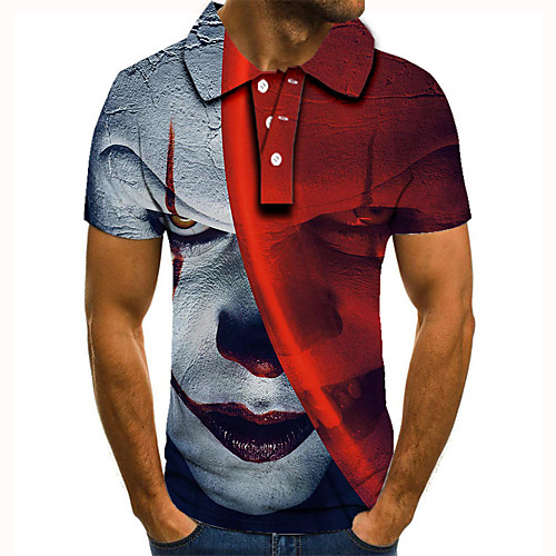 

Men's Golf Shirt Tennis Shirt 3D Print Graphic Prints Human face Button-Down Short Sleeve Street Tops Casual Fashion Cool Gray / Sports