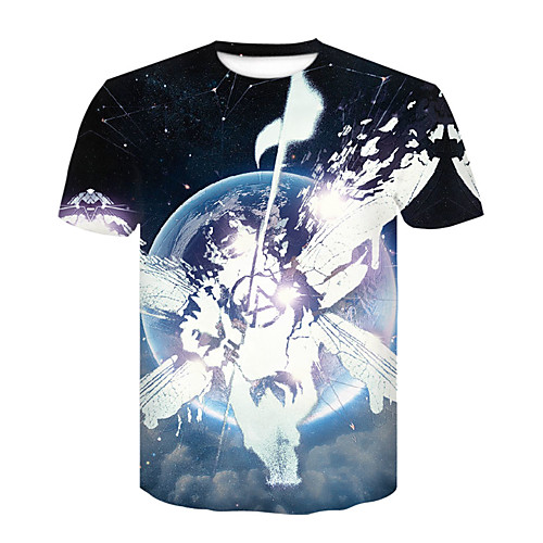 

Men's T shirt 3D Print 3D Rivet Mesh Short Sleeve Casual Tops White Purple Yellow