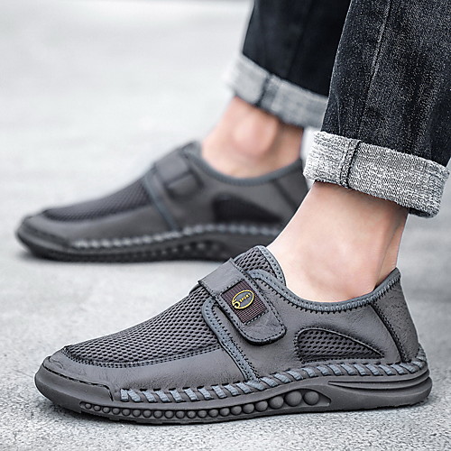 

Men's Sandals Leather Shoes Sporty Casual Beach Daily Outdoor Water Shoes Walking Shoes Nappa Leather Cowhide Breathable Handmade Non-slipping Khaki Brown Gray Spring Summer