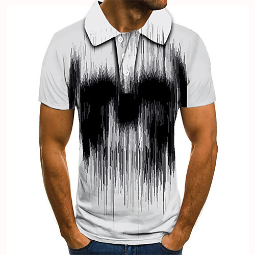 

Men's Golf Shirt 3D Print Graphic Prints Linear Button-Down Short Sleeve Street Tops Casual Fashion Cool White / Sports