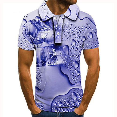 

Men's Golf Shirt Tennis Shirt 3D Print Paisley Graphic Prints Button-Down Short Sleeve Street Tops Casual Fashion Cool Blue / Sports