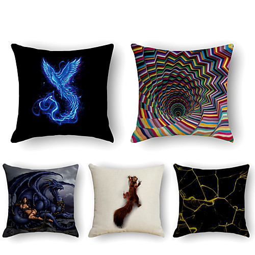 

Cushion Cover 5PC Faux Linen Soft Decorative Square Throw Pillow Cover Cushion Case Pillowcase for Sofa Bedroom 45 x 45 cm (18 x 18 Inch) Superior Quality Machine Washable Strange Pattern