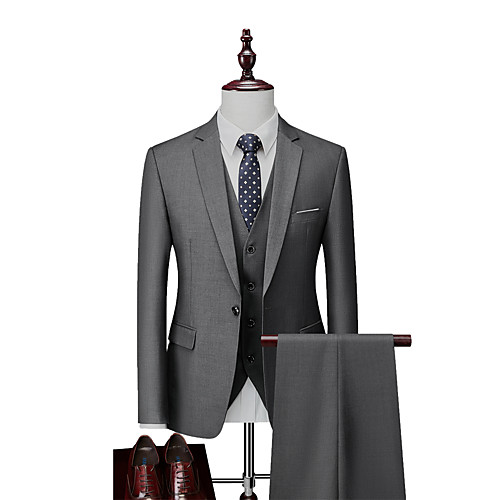 

Men's Suits Pants Blazer Waistcoat Party Wedding Single Breasted Regular Fit Polyester Men's Suit Purple / Yellow / Army Green - Notch lapel collar