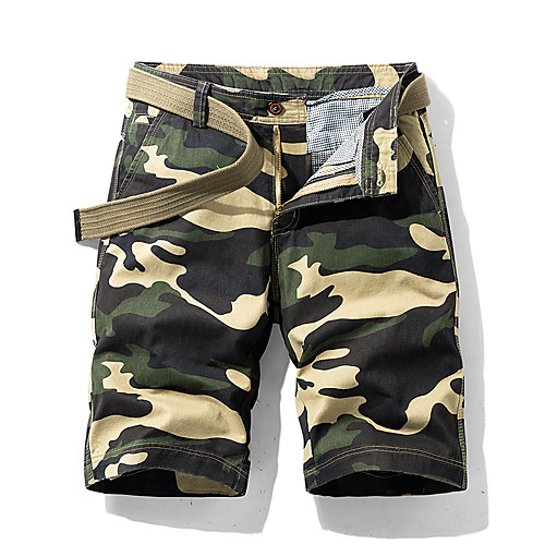 

Men's Chino Cargo Shorts Casual Daily Shorts Tactical Cargo Pants Camouflage Short Pocket Print Yellow Army Green Khaki Gray