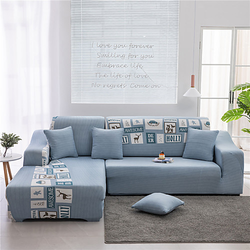 

Print Dustproof Stretch Slipcovers Stretch Sofa Cover Super Soft Fabric Couch Cover Fit For 1 to 4 Cushion Couch And L Shape Sofa (You will Get 1 Throw Pillow Case as free Gift)