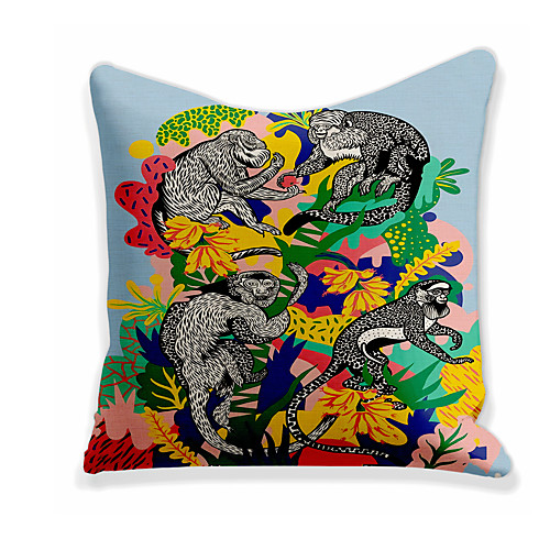 

Cushion Cover 1PC Faux Linen Soft Decorative Square Throw Pillow Cover Cushion Case Pillowcase for Sofa Bedroom 45 x 45 cm (18 x 18 Inch) Animals Superior Quality Machine Washable