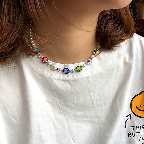

Women's Choker Necklace Beaded Necklace Beads Elegant Colorful Holiday Cute Pearl Alloy Picture color 35 cm Necklace Jewelry 1pc For Party Evening Gift Birthday Party Beach Festival / Pearl Necklace