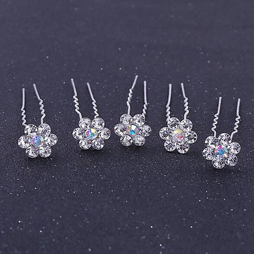 

Women's Girls' Hair Sticks Hair Jewelry For Christmas Wedding Halloween Party Evening Precious Classic Rhinestone Silver Plated Alloy Silver Red 5pcs