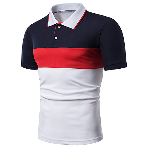 

Men's Golf Shirt Tennis Shirt Color Block Short Sleeve Casual Tops Simple Fashion Green Red Navy Blue / Summer