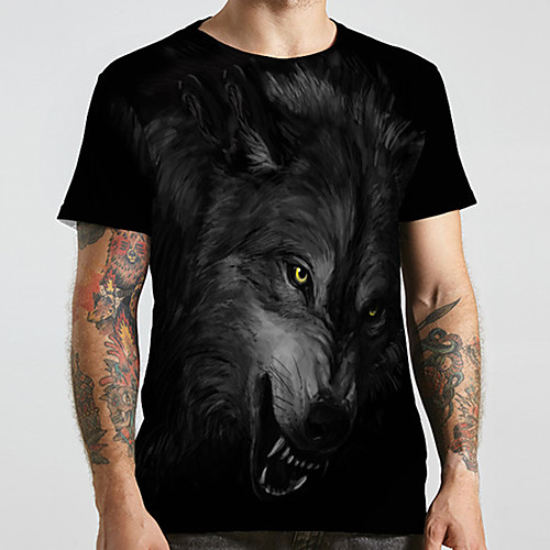 

Men's Unisex Tee T shirt Shirt 3D Print Graphic Prints Wolf Plus Size Print Short Sleeve Casual Tops Basic Designer Big and Tall Round Neck Black / Summer
