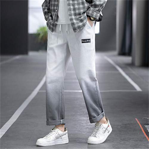 

Men's Chino Jeans Pants Gradient Ankle-Length Blue Gray