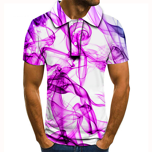 

Men's Golf Shirt Tennis Shirt 3D Print Graphic Prints Streamer Button-Down Short Sleeve Street Tops Casual Fashion Cool Blushing Pink / Sports