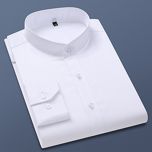 

Men's Shirt non-printing Plain Solid Color Long Sleeve Casual Tops 100% Cotton Business Basic Button Down Collar White Black Navy Blue / Work