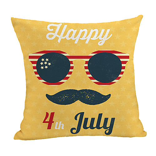 

Double Side Print Independence Day Cushion Cover 1PC Faux Linen Soft Square Throw Pillow Cover Cushion Case Pillowcase for Sofa Bedroom 45 x 45 cm (18 x 18 Inch) Superior Quality Machine Washable