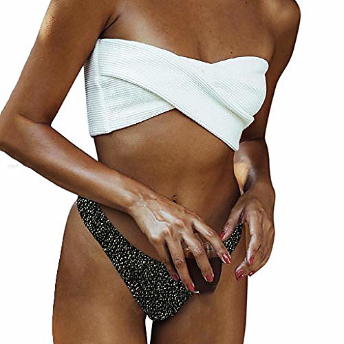 

Women's Bikini Bikini Bottom Swimsuit High Waist Glitter Black Swimwear Bathing Suits New Fashion Sexy / Padless / Beach