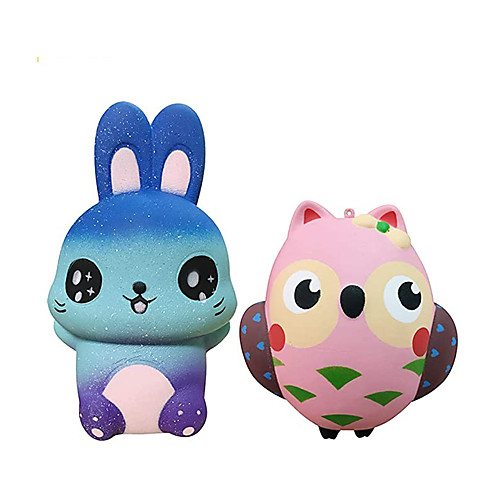 

2 Pack Squishy Toys, Animal Slow Rising Squishies Owl/Rabbit, Super Soft Sweet Scented Kawaii Squeeze Toys for Kids Adults