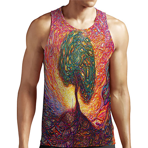 

Men's Unisex Tank Top Undershirt 3D Print Abstract Graphic Prints Plus Size Print Sleeveless Casual Tops Basic Designer Big and Tall Green