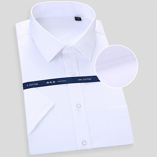 

Men's Shirt Solid Colored Button-Down Short Sleeve Casual Tops Cotton Business Formal Casual Blue White / Work