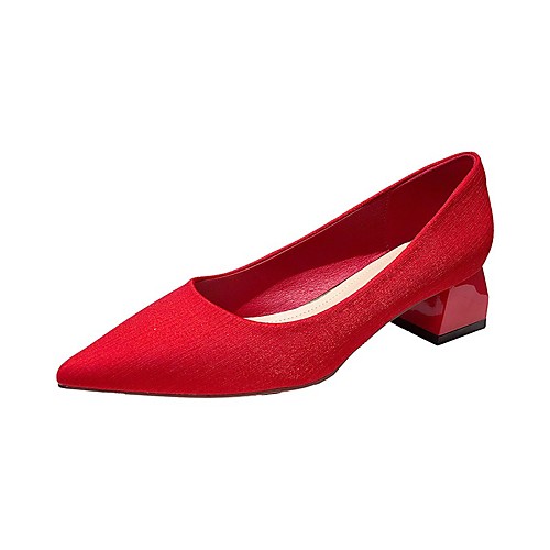 

Women's Heels Pumps Pointed Toe Booties Ankle Boots Satin Lace-up Solid Colored Black Red / Booties / Ankle Boots
