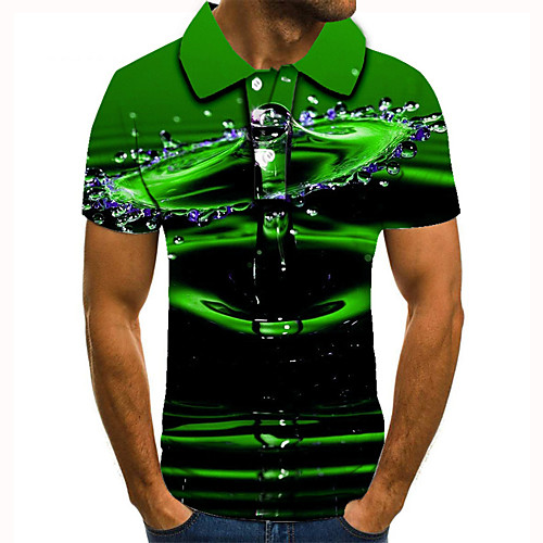 

Men's Golf Shirt Tennis Shirt 3D Print Paisley Graphic Prints Button-Down Short Sleeve Street Tops Casual Fashion Cool Green / Sports
