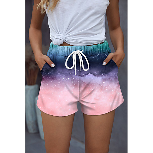 

Women's Stylish Basic Comfort Beach Weekend Active Pants Graphic Prints Colorful Short Sporty Elastic Drawstring Design Print Blushing Pink