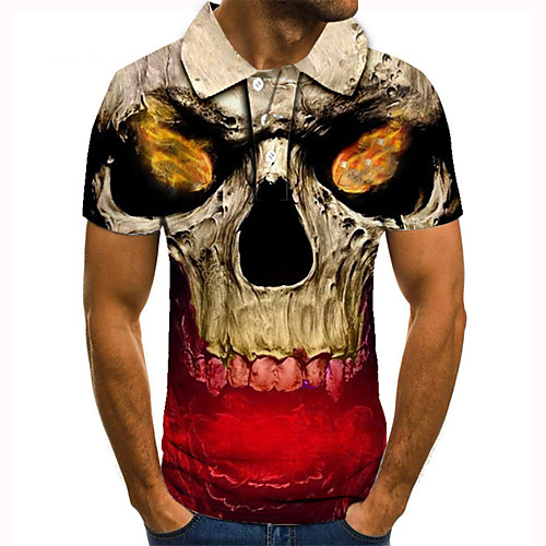 

Men's Golf Shirt 3D Print Graphic Prints Skull Button-Down Short Sleeve Street Tops Casual Fashion Cool Red / Sports