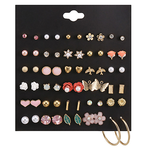 

flower butterfly earrings female 30 pairs one card rhinestone earrings earrings popular earrings