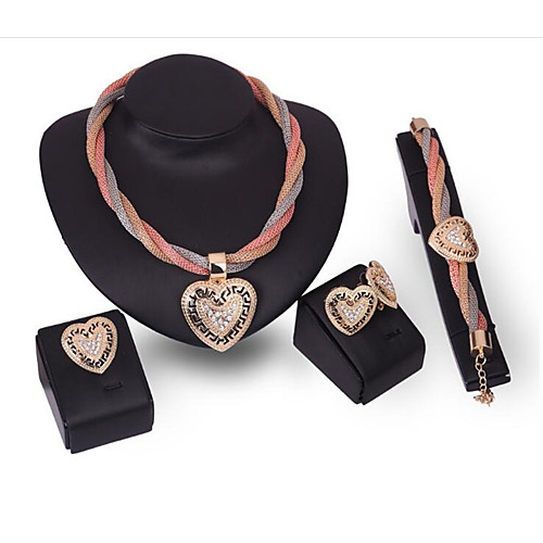 

Women's Cubic Zirconia Jewelry Set Geometrical Heart Stylish Gold Plated Earrings Jewelry Gold For Anniversary Party Evening Prom Festival 1 set